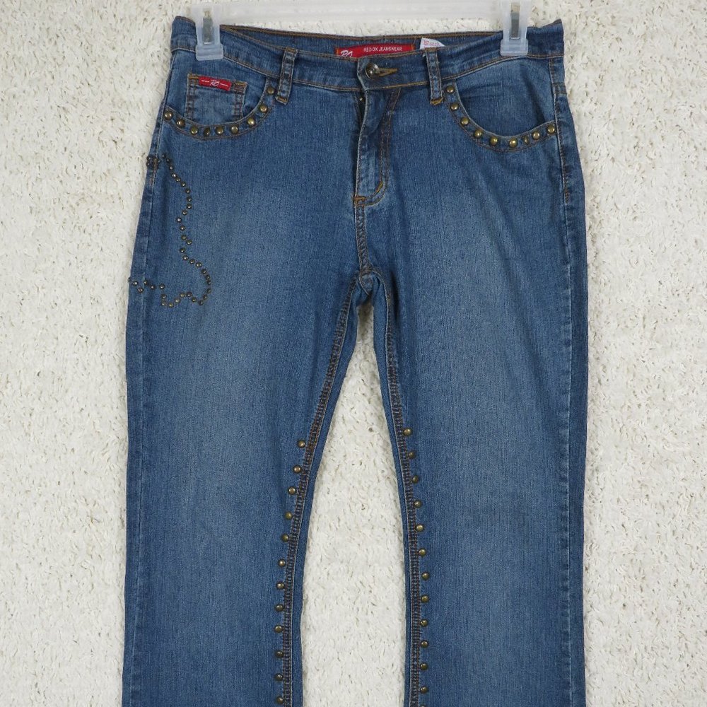 Red-Ox Jeanswear* Women's Studded Denim Blue Jeans~ Size‎ 11/12